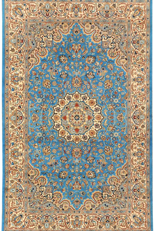 Light Sky Blue Kashan 5' x 8' 1